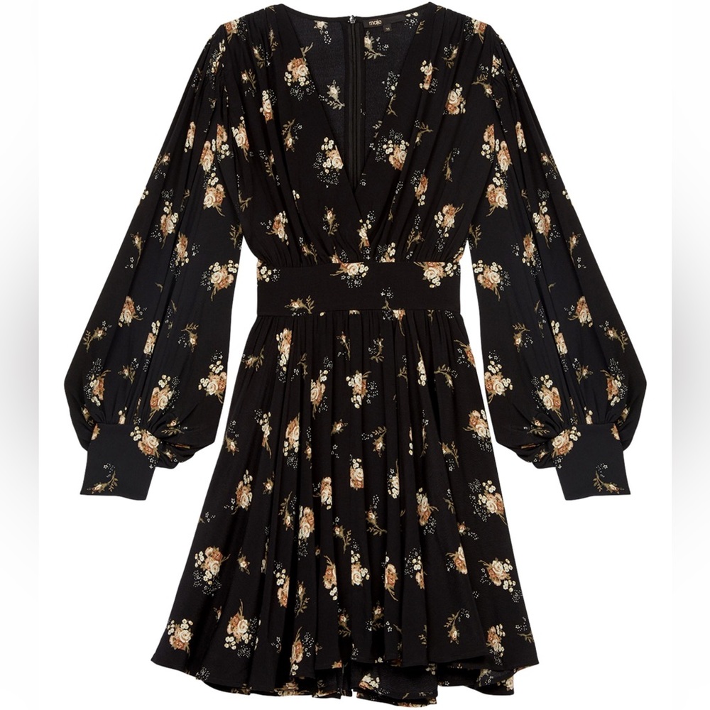 Maje Rasmus Printed Crêpe Skater Dress - Picture 3 of 3